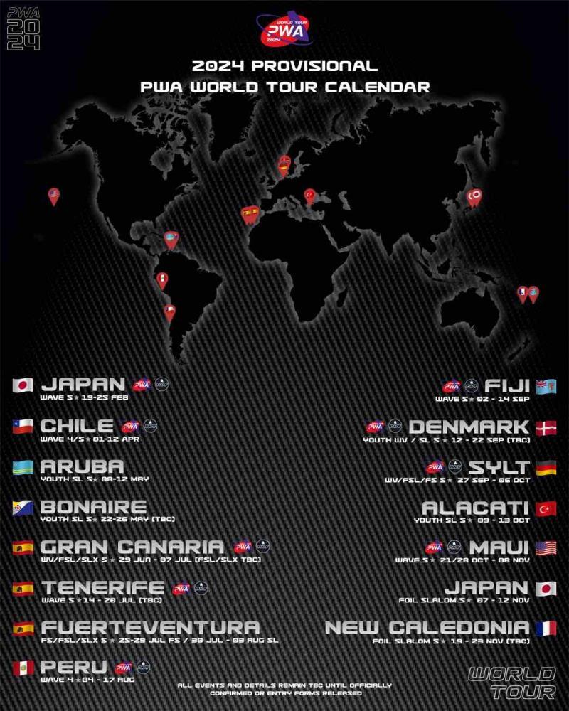 PWA World Tour 2024 Calendar